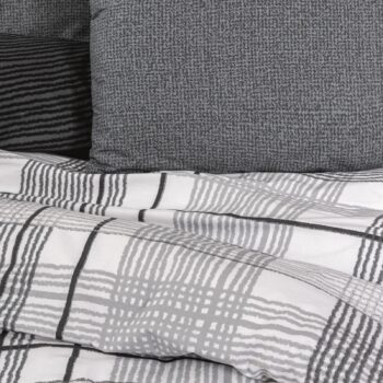 Posteljina WILL – 100% pamučna posteljina s kariranim uzorkom u sivo–crnoj paleti – Nobil